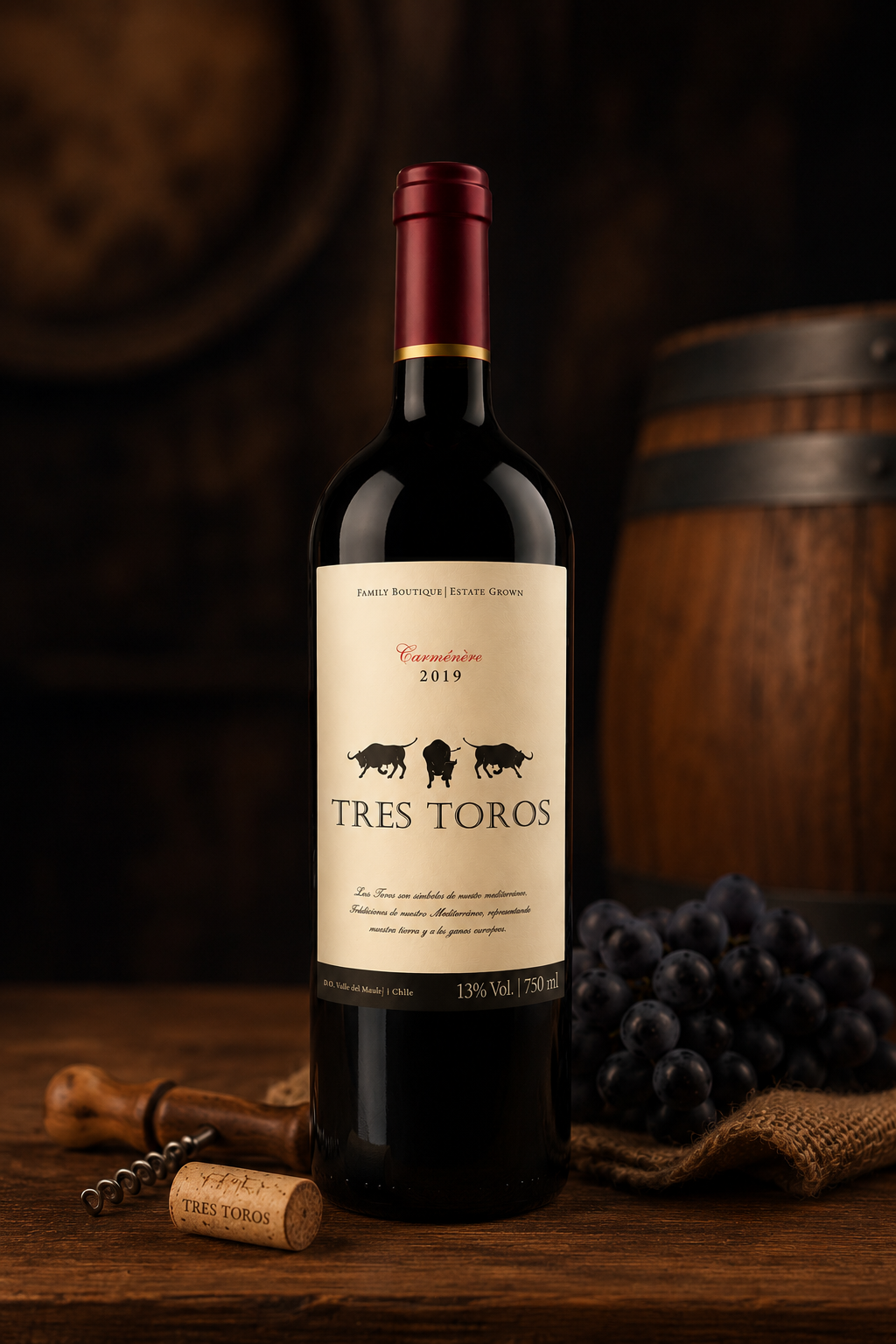 Garrafa Carmenere Três Toros