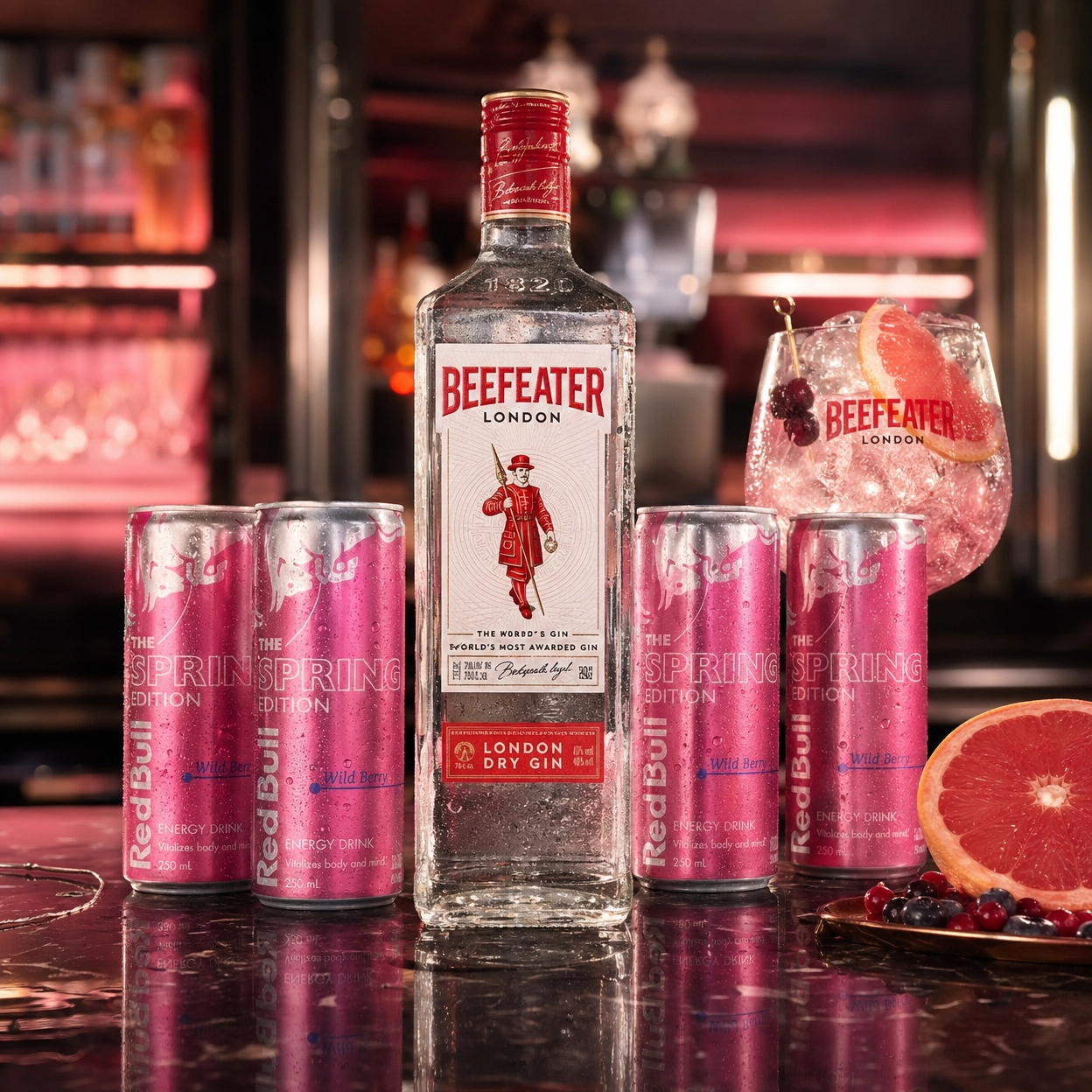 Combo Gin Beefeater + 4 Red Bull