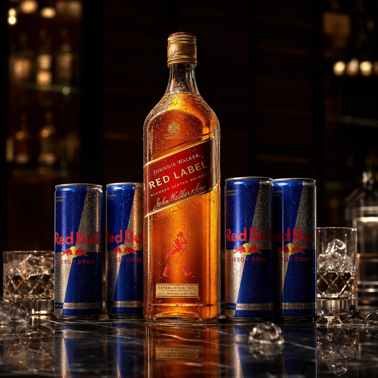 Combo Whisky Red Label + 4 Red Bull