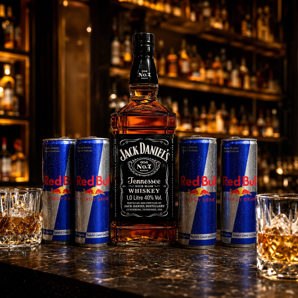Combo Whisky Jack Daniels + 4 Red Bull