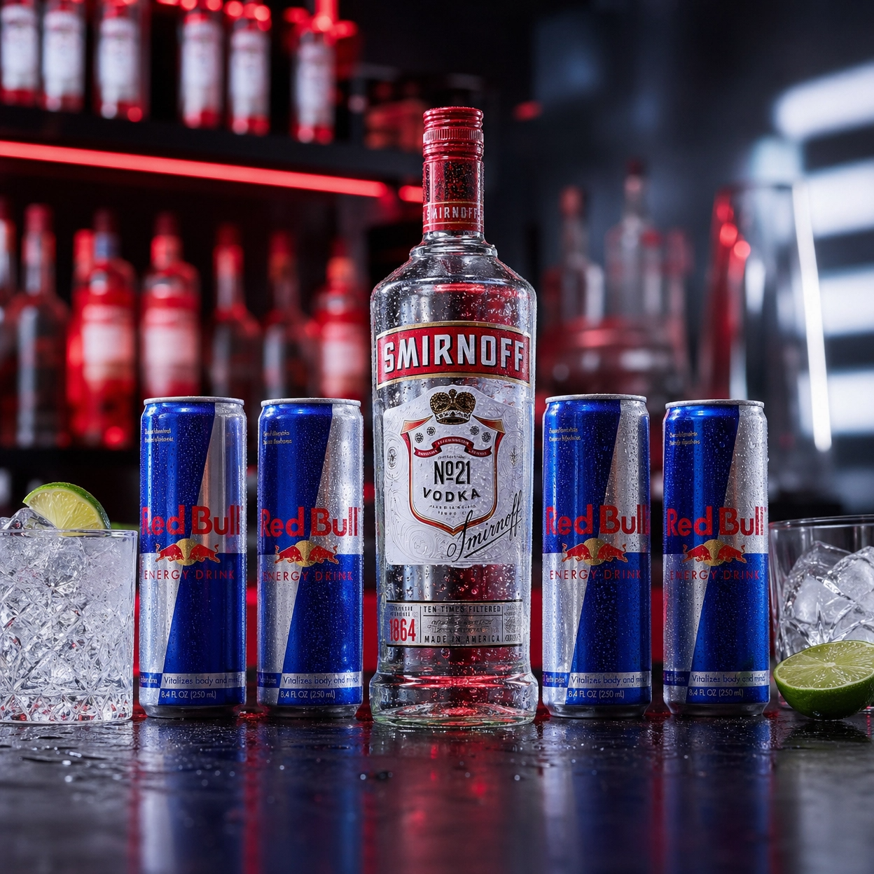 Combo Vodka Smirnoff + 4 Red Bull