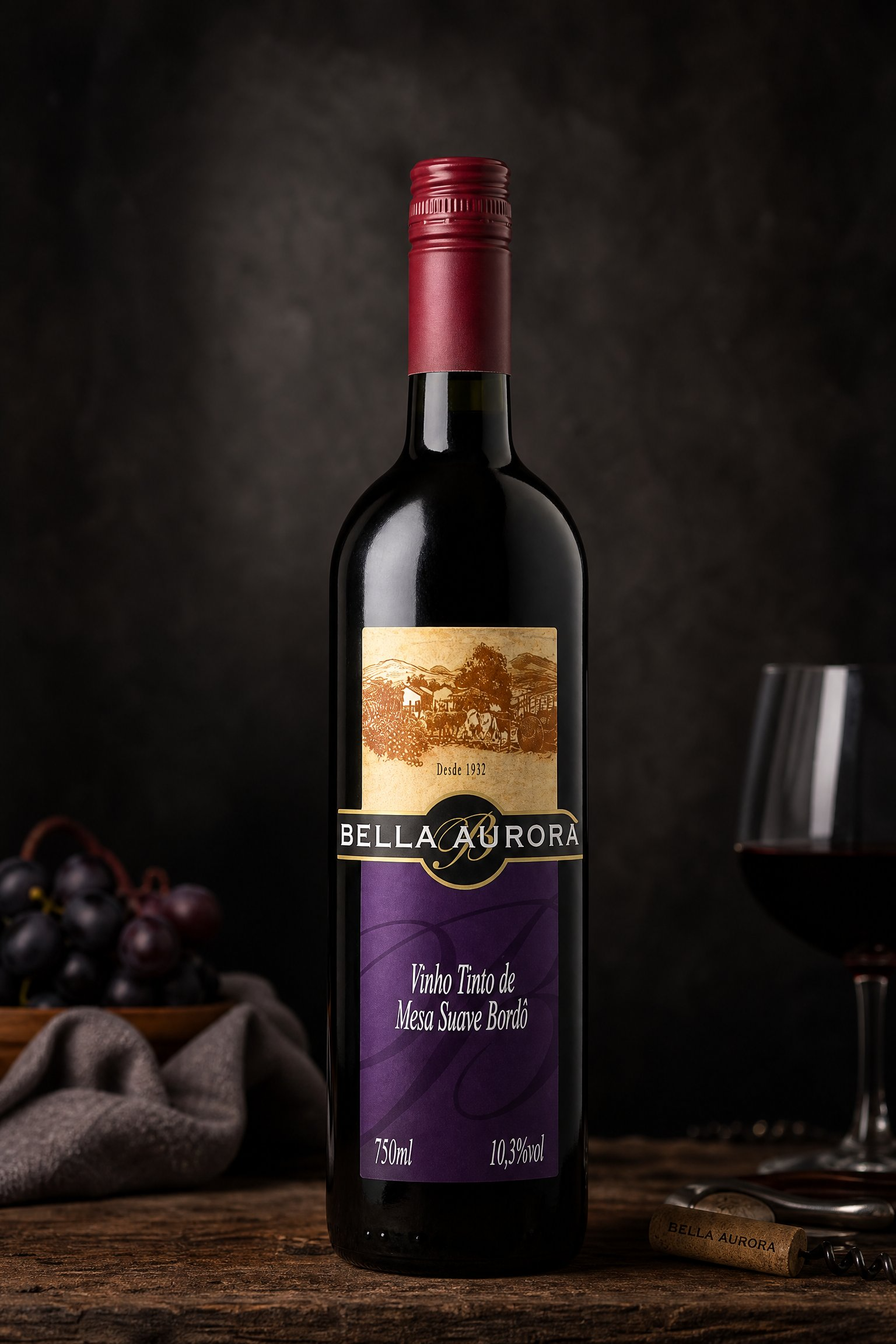 Vinho Tinto de Mesa Suave Bordô Bella Aurora