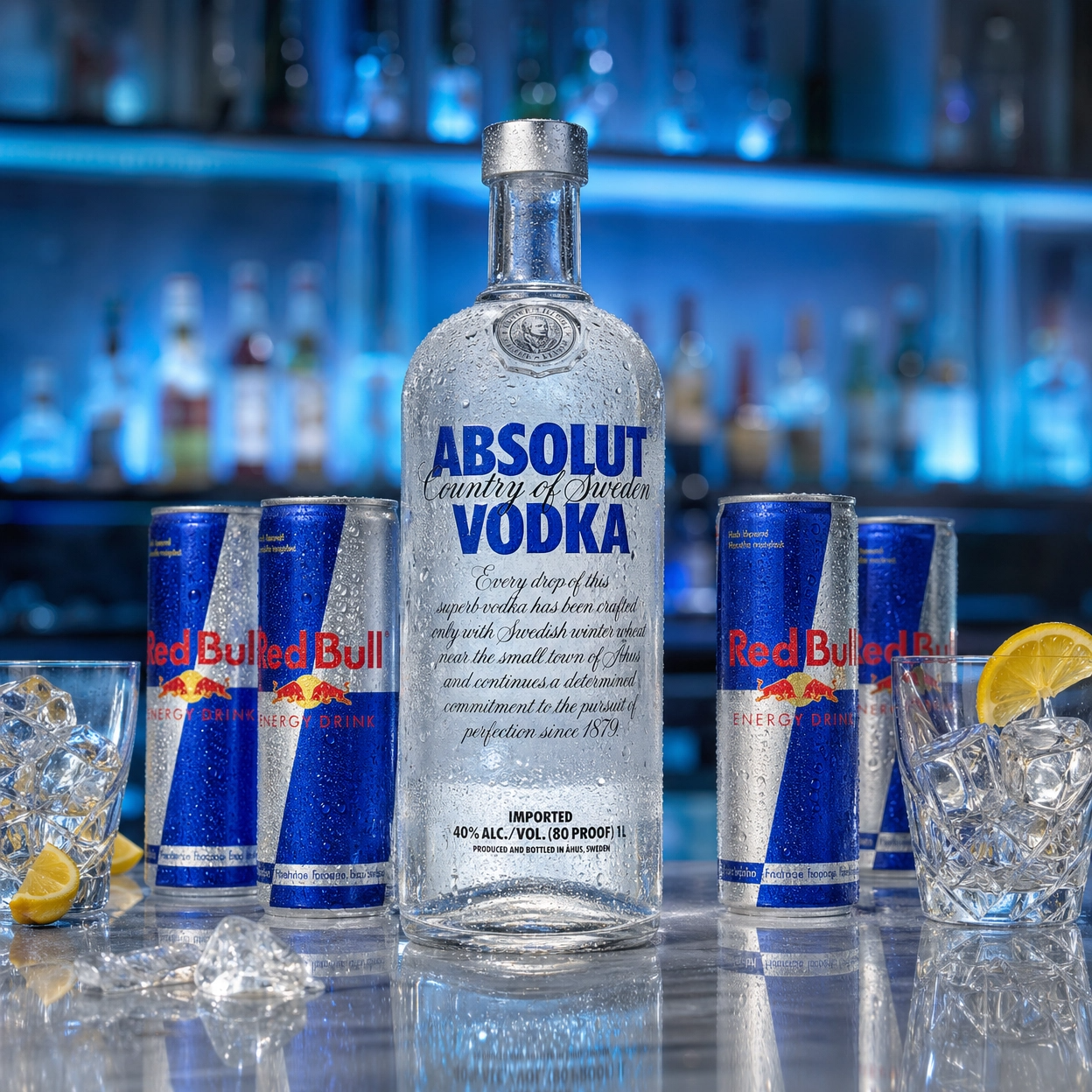 Combo Vodka Absolut + 4 Red Bull